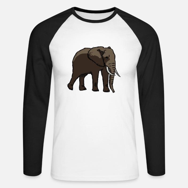 Elefant - Unisex Baseballshirt langarm - Weiß/Schwarz