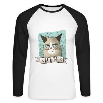 Mathe Nachhilfe Katze Lehrer Tshirt Geschenk - Unisex Baseballshirt langarm - Weiß/Schwarz - Vorne - Nik (191cm)