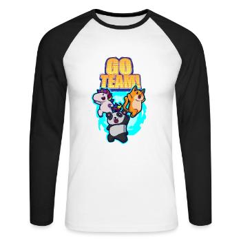 Unicorn Panda Cat Portal Motivation - Unisex Long Sleeve Baseball T-Shirt - white/black - Front - Nik (191cm)