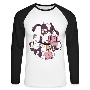 Best cow design online - Unisex Long Sleeve Baseball T-Shirt - white/black - Front - Nik (191cm)