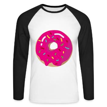 Donut Donuts - Unisex Long Sleeve Baseball T-Shirt - white/black - Front - Nik (191cm)
