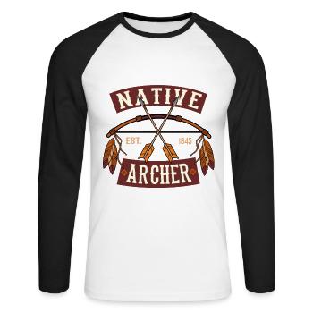 Native Archer Indian Bow Cool Archers - Unisex Long Sleeve Baseball T-Shirt - white/black - Front - Nik (191cm)