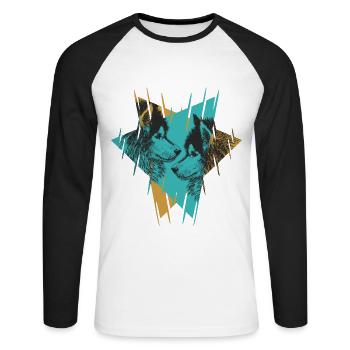 Wolf Spirit Animal Wolfpack Vollmond - Unisex Baseballshirt langarm - Weiß/Schwarz - Vorne - Nik (191cm)
