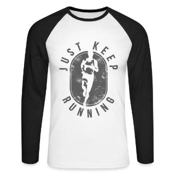 Marathon runners running sports - Unisex Long Sleeve Baseball T-Shirt - white/black - Front - Nik (191cm)