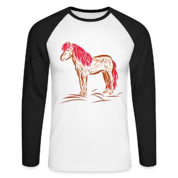 Cheval - T-shirt baseball manches longues Homme - blanc/noir - Devant - Nik (191cm)