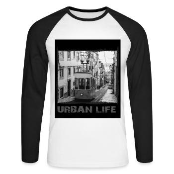 Lisbon - Urban Streetwear - Unisex Long Sleeve Baseball T-Shirt - white/black - Front - Nik (191cm)