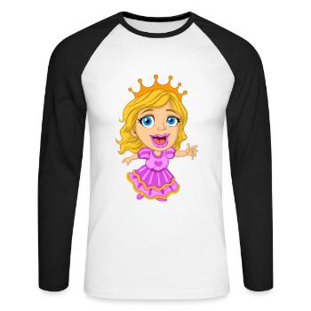Princess Cartoon Caricature - Unisex Long Sleeve Baseball T-Shirt - white/black - Front - Nik (191cm)