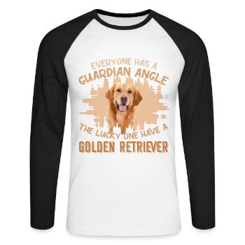 Golden Retriever Hund Schutzengel - Unisex Baseballshirt langarm - Weiß/Schwarz - Vorne - Nik (191cm)