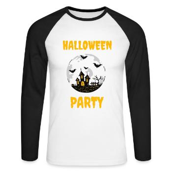 Halloween party castle bat moon - Unisex Long Sleeve Baseball T-Shirt - white/black - Front - Nik (191cm)