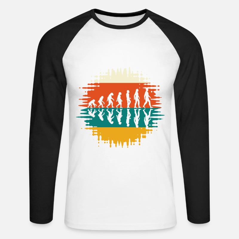 Evolution human history retro - Unisex Long Sleeve Baseball T-Shirt - white/black
