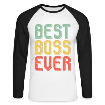 Meilleur patron jamais patron - T-shirt baseball manches longues Homme - blanc/noir - Devant - Nik (191cm)
