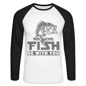 Fish fishing - Unisex Long Sleeve Baseball T-Shirt - white/black - Front - Nik (191cm)