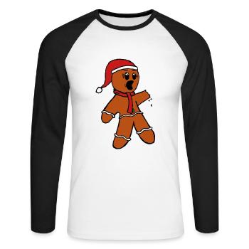 Pain d’épice Drôle - T-shirt baseball manches longues Homme - blanc/noir - Devant - Nik (191cm)