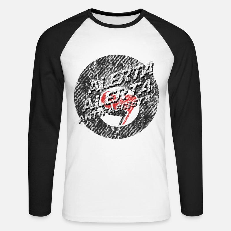 antifa billiard alerta alerta - Unisex Baseballshirt langarm - Weiß/Schwarz