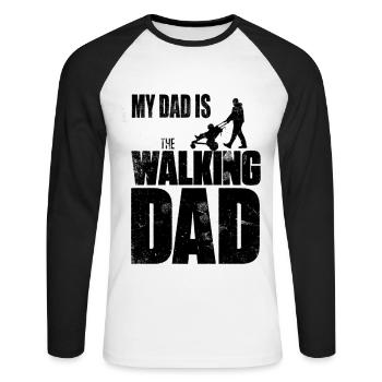 Mon père est le père qui marche Enfant de la fête des pères - T-shirt baseball manches longues Homme - blanc/noir - Devant - Nik (191cm)