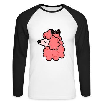Caniche avec un arc - T-shirt baseball manches longues Homme - blanc/noir - Devant - Nik (191cm)