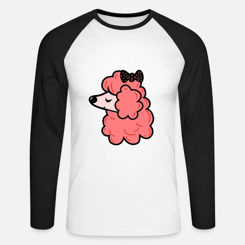 Pudel mit Schleife - Unisex Baseballshirt langarm - Weiß/Schwarz