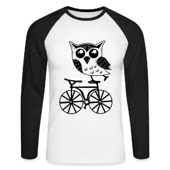 Vélo hibou - T-shirt baseball manches longues Homme - blanc/noir - Devant - Nik (191cm)