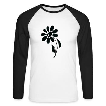 Blume und Blumen Symbol - Unisex Baseballshirt langarm - Weiß/Schwarz - Vorne - Nik (191cm)