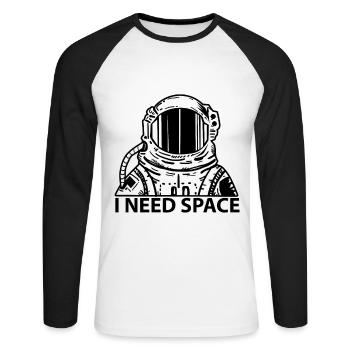 Astronaute - exploration spatiale de science-fiction - T-shirt baseball manches longues Homme - blanc/noir - Devant - Nik (191cm)