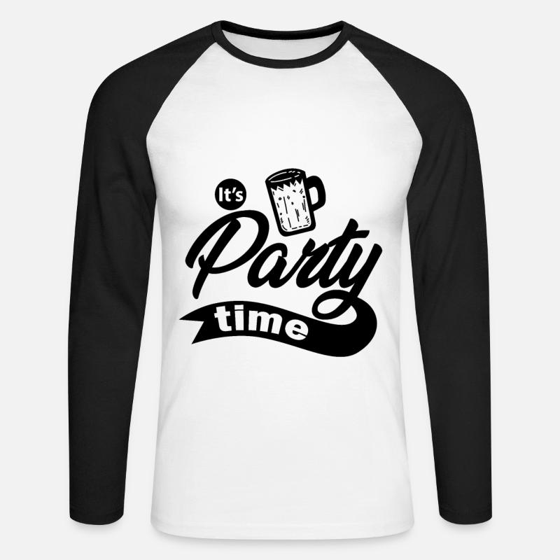 It's party time - Unisex Baseballshirt langarm - Weiß/Schwarz