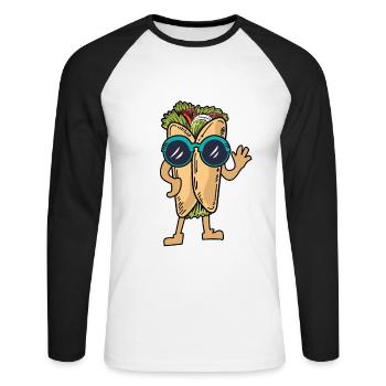 Burrito Wrap Mexican - Unisex Long Sleeve Baseball T-Shirt - white/black - Front - Nik (191cm)