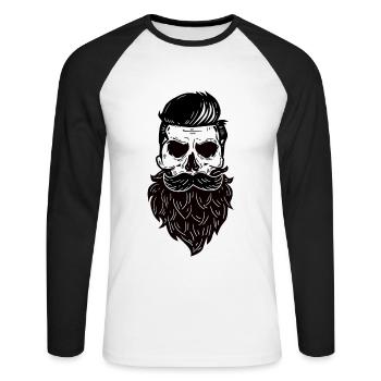 Bart barbe crâne crâne squelette squelette - T-shirt baseball manches longues Homme - blanc/noir - Devant - Nik (191cm)