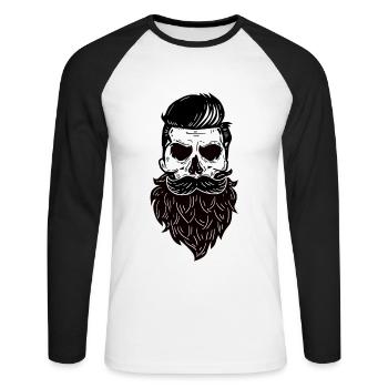Crâne de crâne De Barbe Crâne - T-shirt baseball manches longues Homme - blanc/noir - Devant - Nik (191cm)