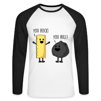 You rock! - You rule! - Funny comic - Unisex Long Sleeve Baseball T-Shirt - white/black - Front - Nik (191cm)