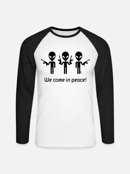 Veniamo in pace! (Fantascienza / Alieni spaziali) - Maglia da baseball a manica lunga da uomo - bianco/nero