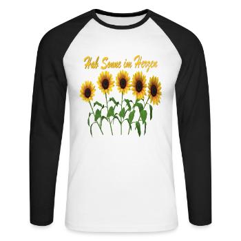 Sunflower Desgin - Unisex Long Sleeve Baseball T-Shirt - white/black - Front - Nik (191cm)