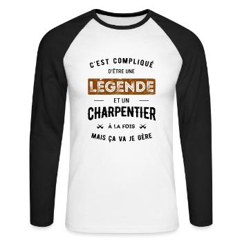 LÉGENDE ET CHARPENTIER - T-shirt baseball manches longues Homme - blanc/noir - Devant - Nik (191cm)
