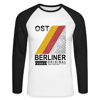 OSTBERLINER ORIGINAL OST BERLIN DDR OSSI GESCHENK - Unisex Baseballshirt langarm - Weiß/Schwarz - Vorne - Nik (191cm)