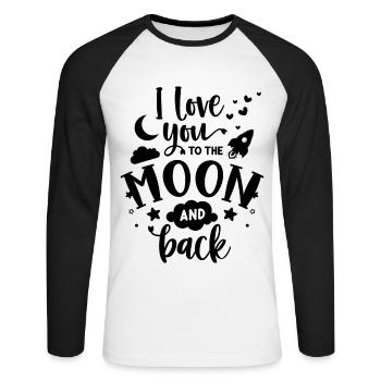 Je t’aime jusqu’à la Lune et retour - T-shirt baseball manches longues Homme - blanc/noir - Devant - Nik (191cm)