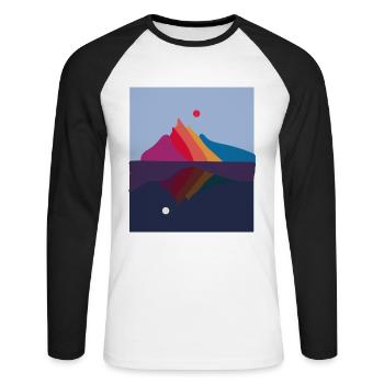 Day and Night Mountain Landscape Mountain Sunrise - Unisex Long Sleeve Baseball T-Shirt - white/black - Front - Nik (191cm)