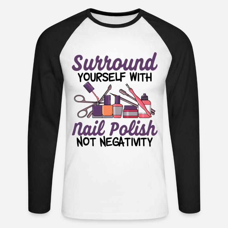 Nagelstudio - Unisex Baseballshirt langarm - Weiß/Schwarz