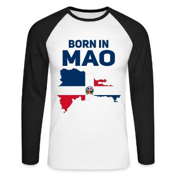 Mao - T-shirt baseball manches longues Homme - blanc/noir - Devant - Nik (191cm)