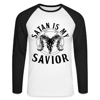 Satanism - Unisex Long Sleeve Baseball T-Shirt - white/black - Front - Nik (191cm)