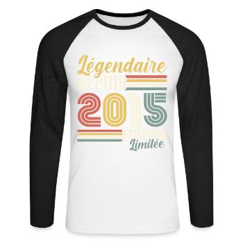 Légendaire Depuis 2015 - T-shirt baseball manches longues Homme - blanc/noir - Devant - Nik (191cm)