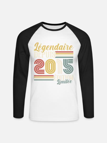 Légendaire Depuis 2015 - T-shirt baseball manches longues Homme - blanc/noir