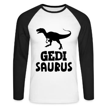 Gedi Saurus Wöd Gedi Patenonkel Österreich - Unisex Baseballshirt langarm - Weiß/Schwarz - Vorne - Nik (191cm)