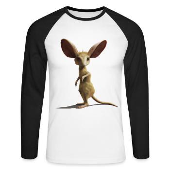 Cute long-eared jerboa design - Unisex Long Sleeve Baseball T-Shirt - white/black - Front - Nik (191cm)