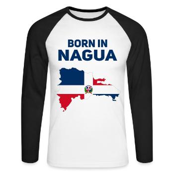 Nagua - T-shirt baseball manches longues Homme - blanc/noir - Devant - Nik (191cm)