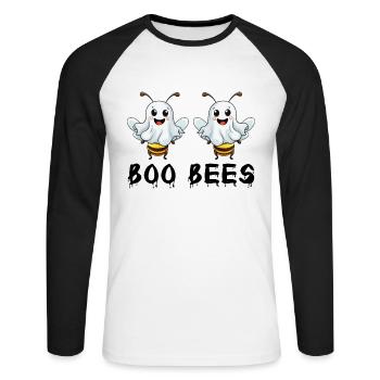 Boo Bees Halloween Costume Bees Ghosts Funny - Unisex Long Sleeve Baseball T-Shirt - white/black - Front - Nik (191cm)