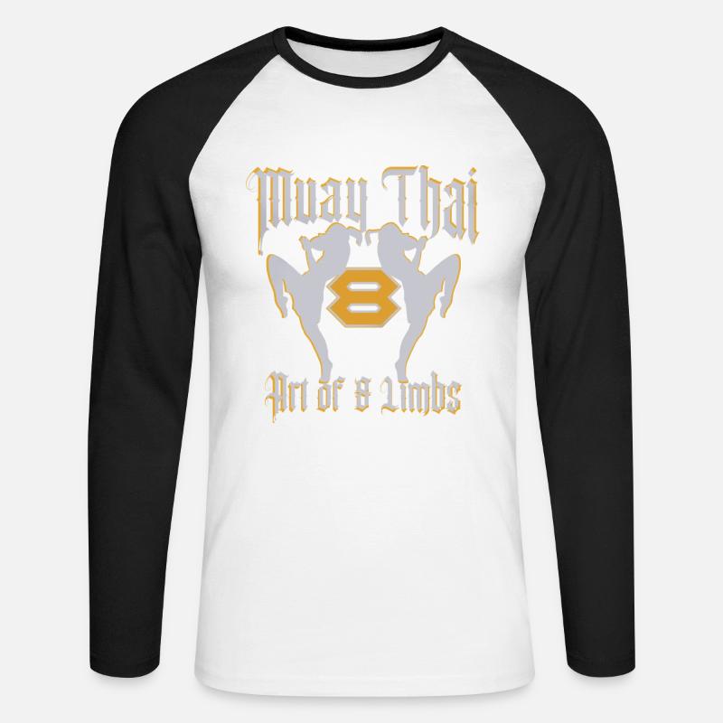 Muay Thai - Unisex Baseballshirt langarm - Weiß/Schwarz