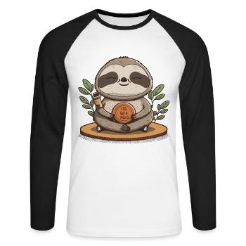 Sloth Yoga & Meditation - Unisex Long Sleeve Baseball T-Shirt - white/black - Front - Nik (191cm)