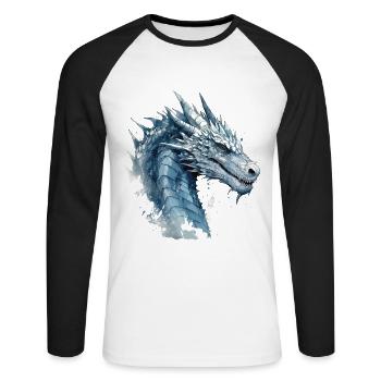 Dragon, Dragon Head, Fantasy, Magic, Mysticism, Creature - Unisex Long Sleeve Baseball T-Shirt - white/black - Front - Nik (191cm)