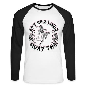 Muay Thai Thai Boxe Thaïlande - T-shirt baseball manches longues Homme - blanc/noir - Devant - Nik (191cm)