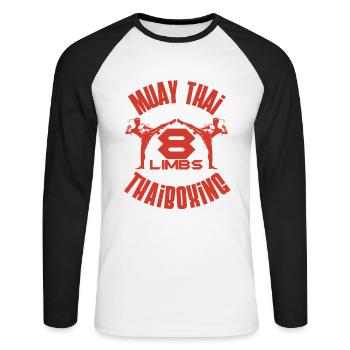 Muay Thaïlande Thaïlande - T-shirt baseball manches longues Homme - blanc/noir - Devant - Nik (191cm)