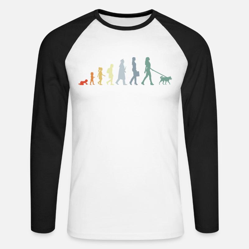 Hundebesitzerin Evolution - Unisex Baseballshirt langarm - Weiß/Schwarz